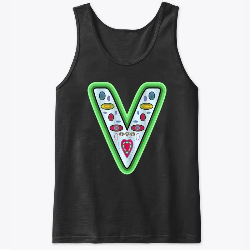 Letter V Stripes Green Outline