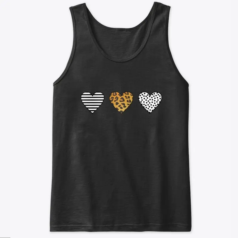 Three Hearts, Leopard Print, Dot, Stripe