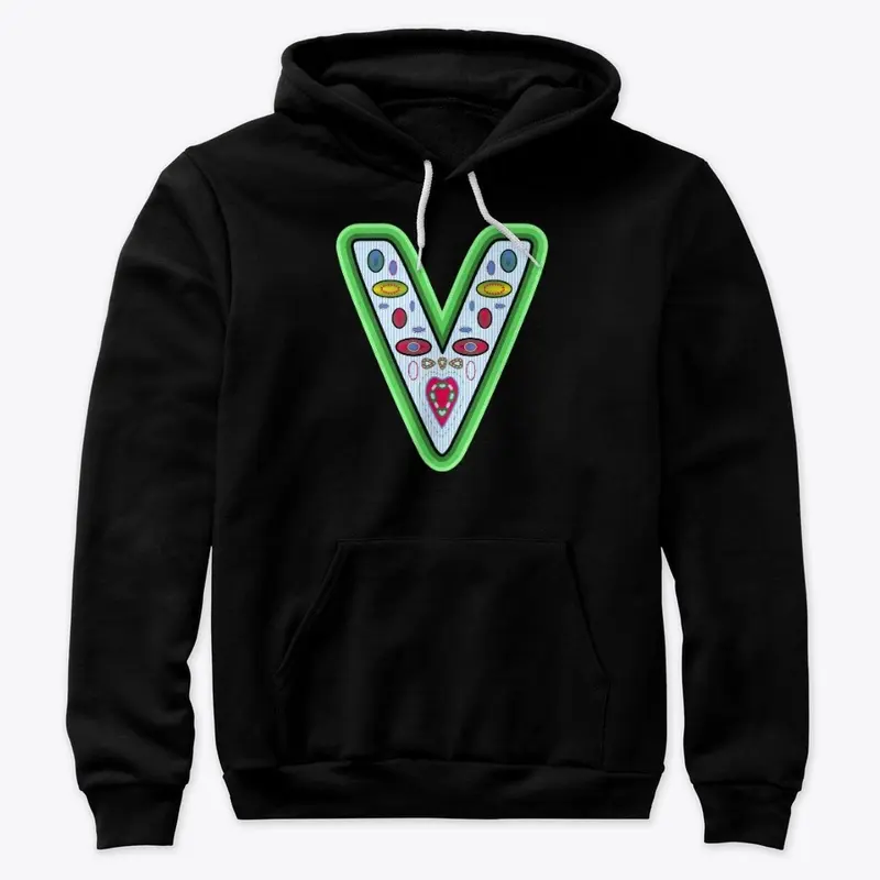 Letter V Stripes Green Outline