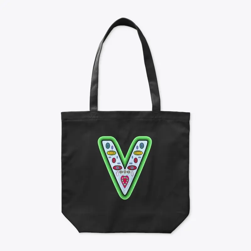 Letter V Stripes Green Outline