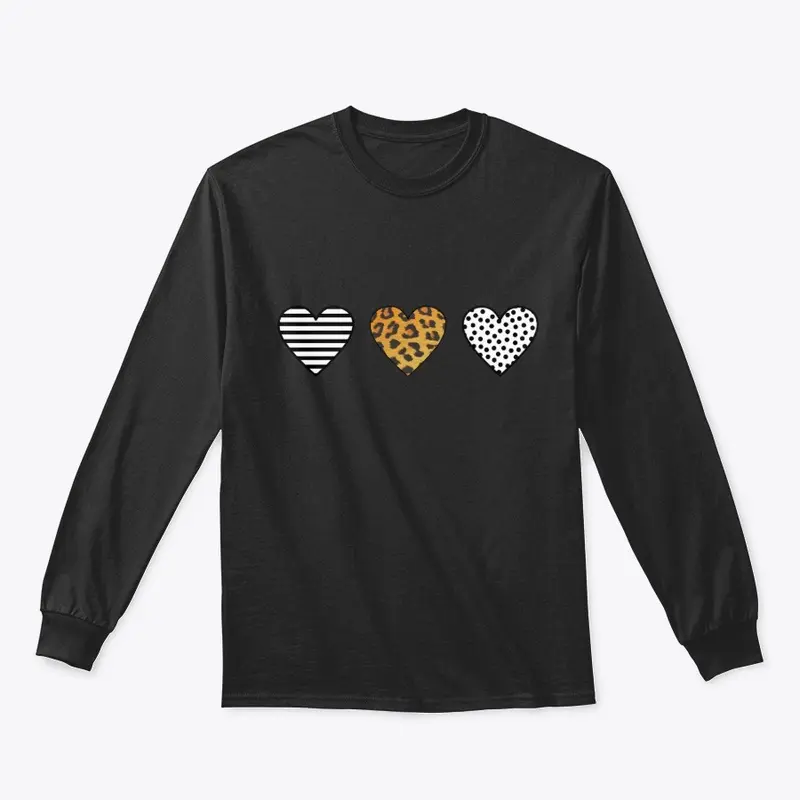 Three Hearts, Leopard Print, Dot, Stripe