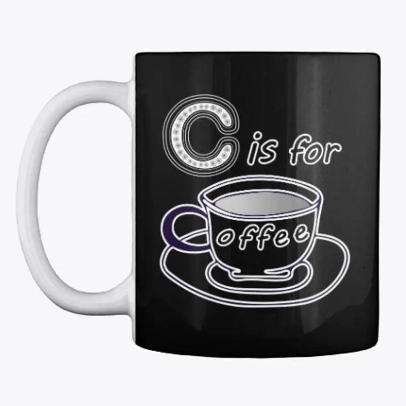 Letter C for Coffee Black Text