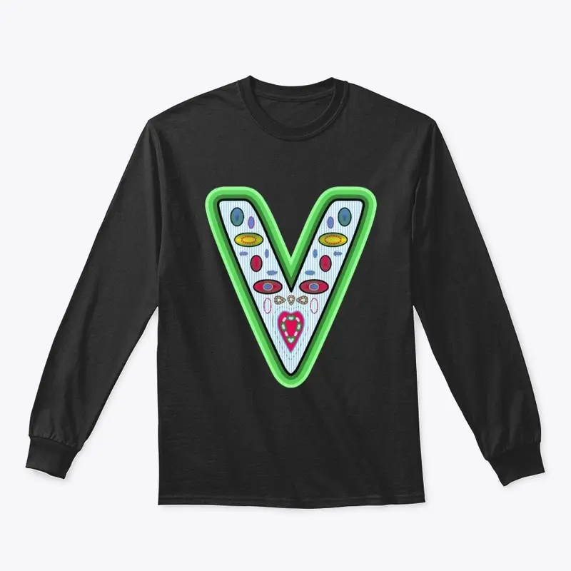 Letter V Stripes Green Outline