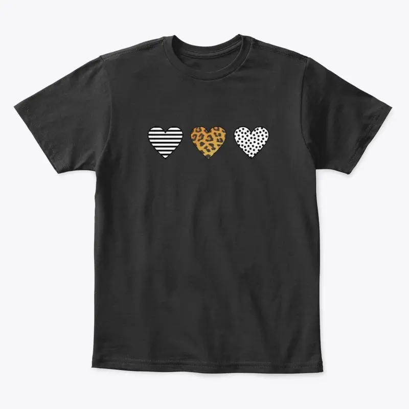 Three Hearts, Leopard Print, Dot, Stripe